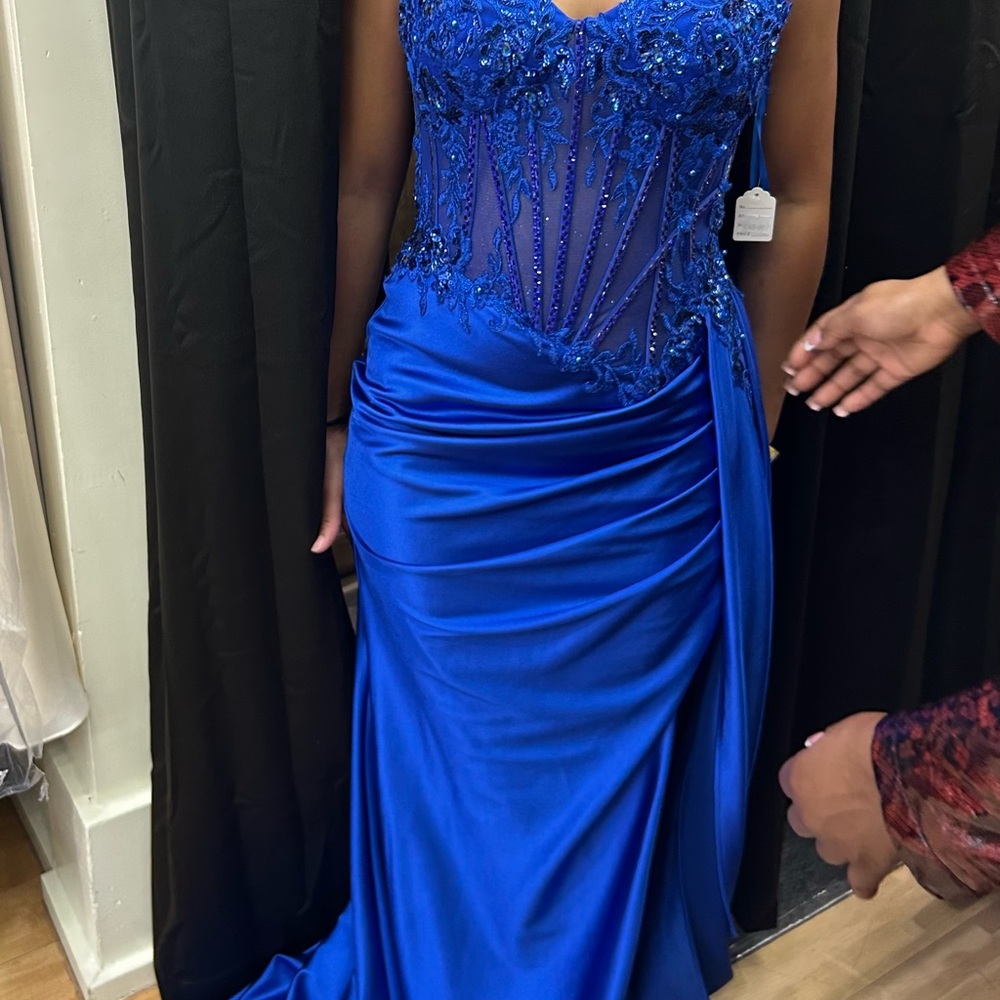 Elegant Sapphire Blue Beaded Prom / Homecoming Dress
